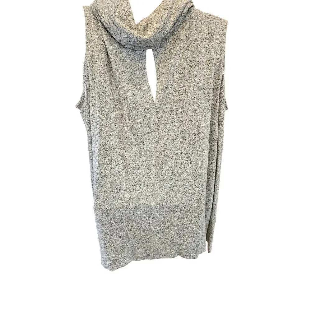 Cato active cold shoulder grey gathered hem cowl neck sz L large stretch comfort